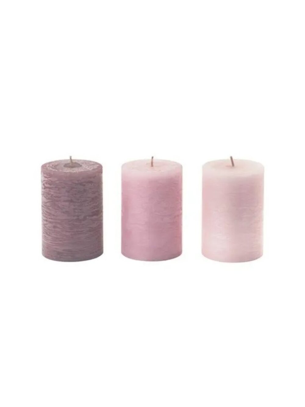 IKEA LUGGA Pink Scented Pillar Candles Set of 3 Romantic Home Decor 30hr Burn
